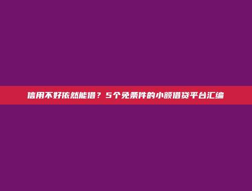 信用不好依然能借？5个免条件的小额借贷平台汇编