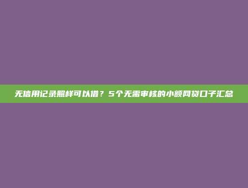 无信用记录照样可以借？5个无需审核的小额网贷口子汇总