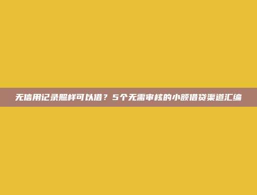 无信用记录照样可以借？5个无需审核的小额借贷渠道汇编