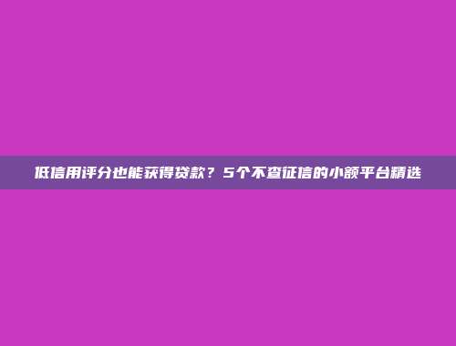 低信用评分也能获得贷款？5个不查征信的小额平台精选