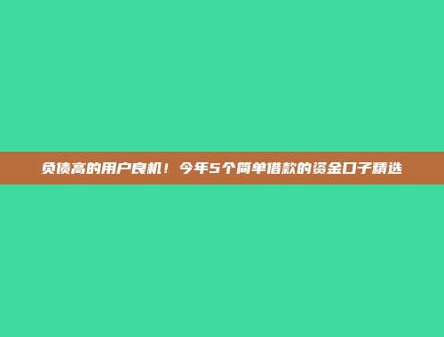 负债高的用户良机！今年5个简单借款的资金口子精选