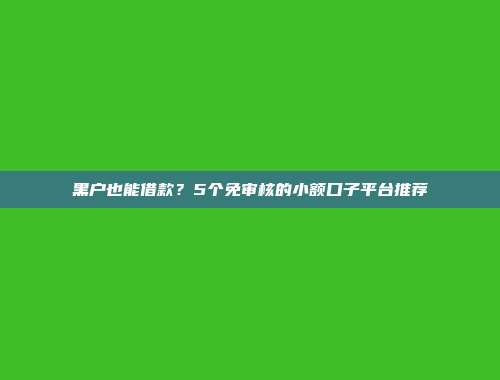 黑户也能借款？5个免审核的小额口子平台推荐