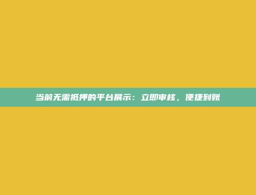 当前无需抵押的平台展示：立即审核，便捷到账