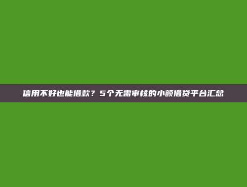 信用不好也能借款？5个无需审核的小额借贷平台汇总