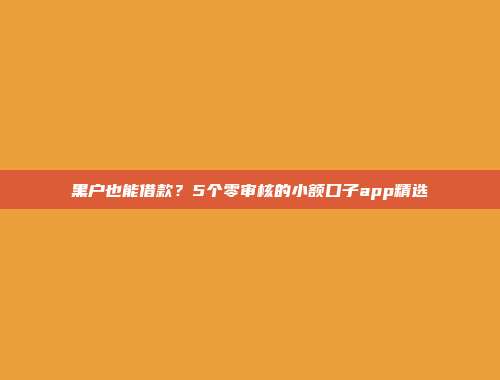 黑户也能借款？5个零审核的小额口子app精选