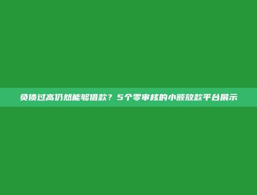 负债过高仍然能够借款？5个零审核的小额放款平台展示