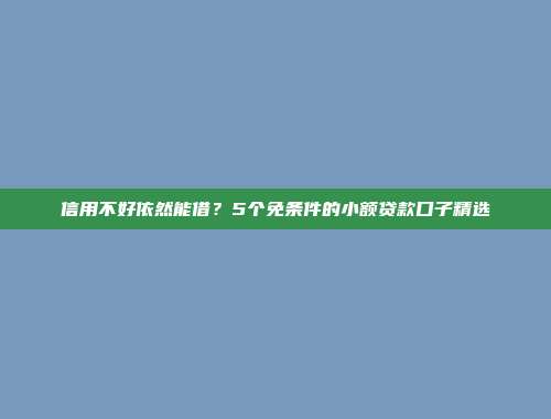 信用不好依然能借？5个免条件的小额贷款口子精选