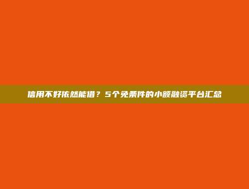 信用不好依然能借？5个免条件的小额融资平台汇总