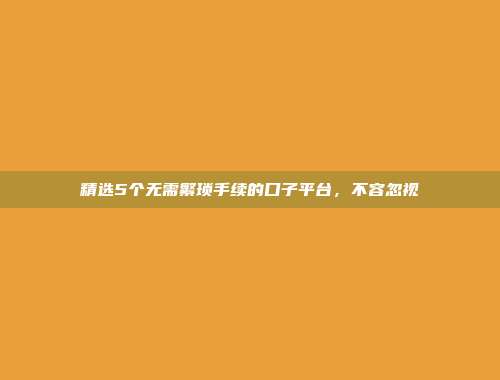 精选5个无需繁琐手续的口子平台，不容忽视