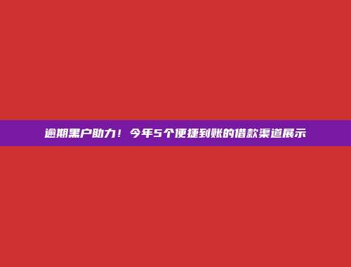 逾期黑户助力！今年5个便捷到账的借款渠道展示