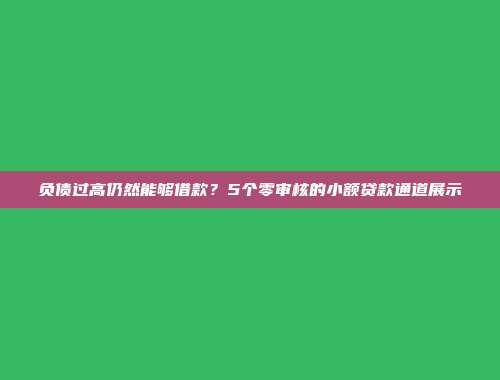 负债过高仍然能够借款？5个零审核的小额贷款通道展示