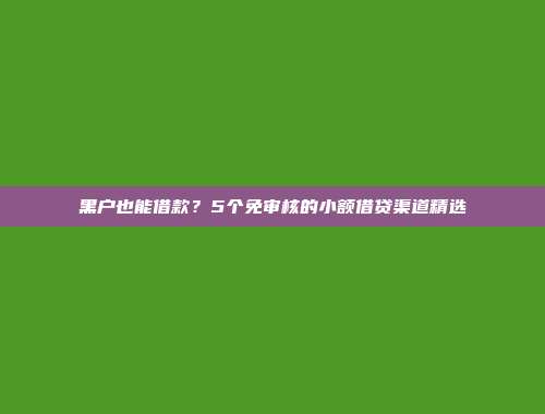 黑户也能借款？5个免审核的小额借贷渠道精选