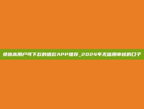 负债高用户可下款的借款APP推荐_2024年无信用审核的口子