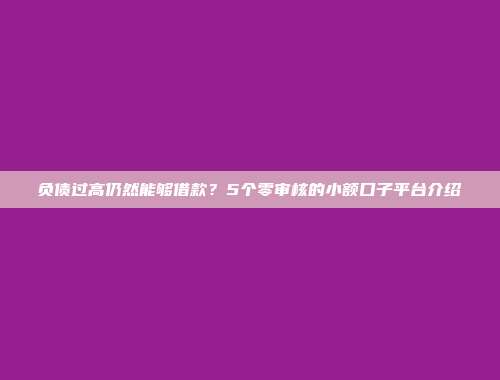 负债过高仍然能够借款？5个零审核的小额口子平台介绍