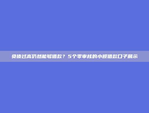 负债过高仍然能够借款？5个零审核的小额借款口子展示