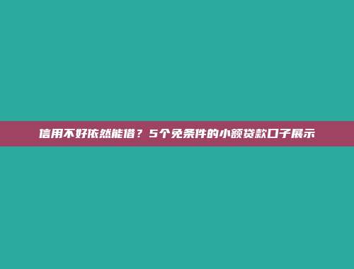 信用不好依然能借？5个免条件的小额贷款口子展示