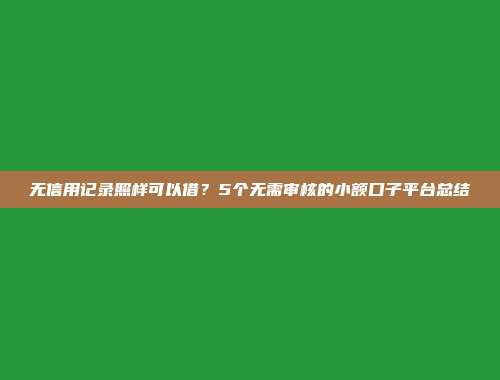 无信用记录照样可以借？5个无需审核的小额口子平台总结