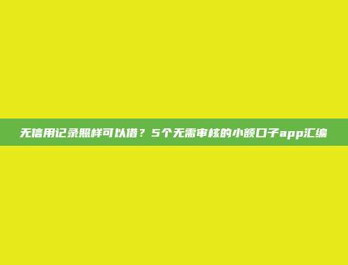 无信用记录照样可以借？5个无需审核的小额口子app汇编