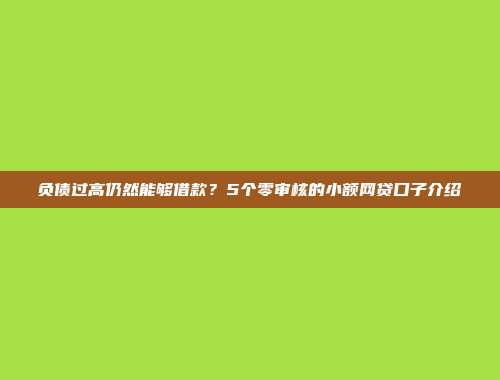 负债过高仍然能够借款？5个零审核的小额网贷口子介绍