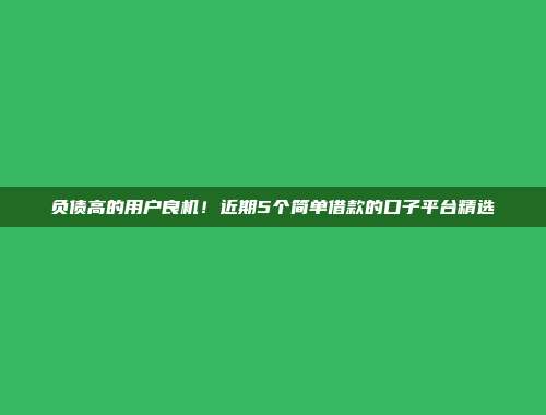 负债高的用户良机！近期5个简单借款的口子平台精选