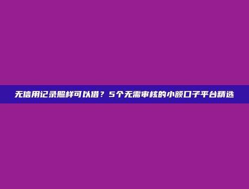 无信用记录照样可以借？5个无需审核的小额口子平台精选