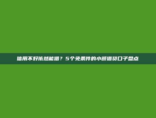 信用不好依然能借？5个免条件的小额借贷口子盘点