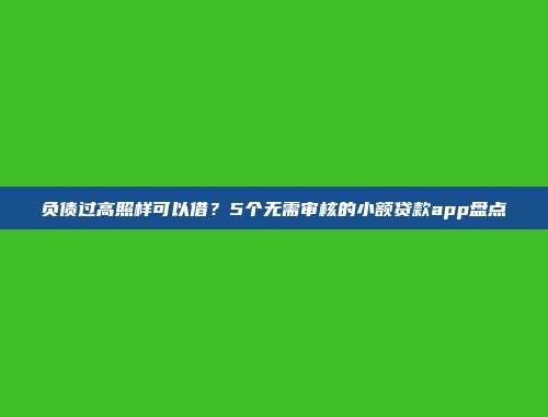 负债过高照样可以借？5个无需审核的小额贷款app盘点