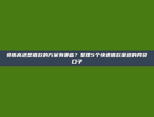 负债高还想借款的方案有哪些？整理5个快速借款渠道的网贷口子