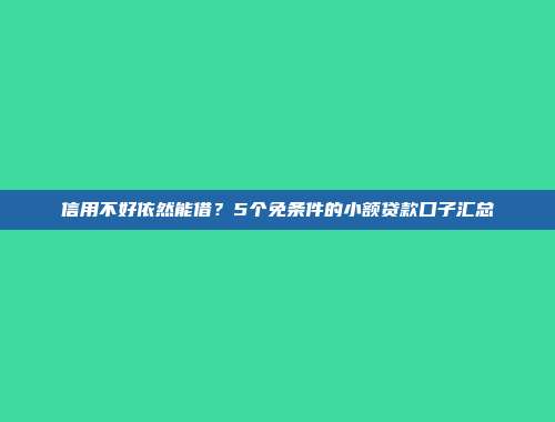 信用不好依然能借？5个免条件的小额贷款口子汇总