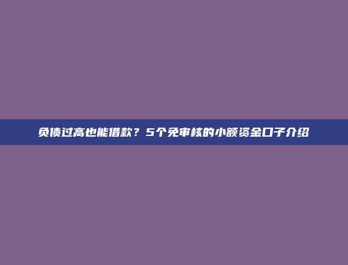 负债过高也能借款？5个免审核的小额资金口子介绍