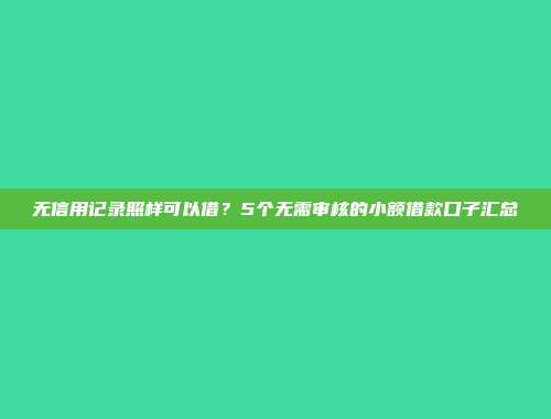 无信用记录照样可以借？5个无需审核的小额借款口子汇总