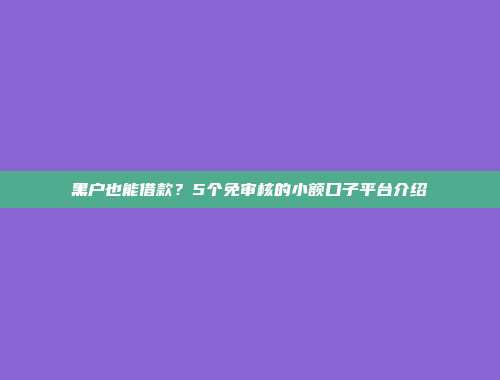 黑户也能借款？5个免审核的小额口子平台介绍