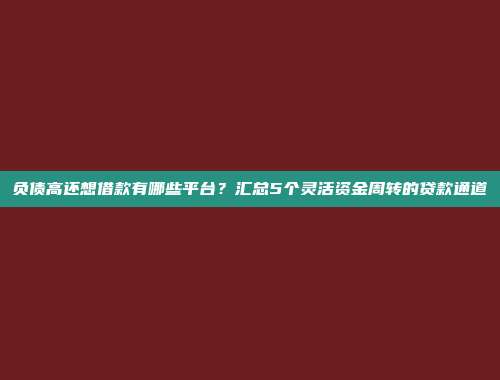 负债高还想借款有哪些平台？汇总5个灵活资金周转的贷款通道