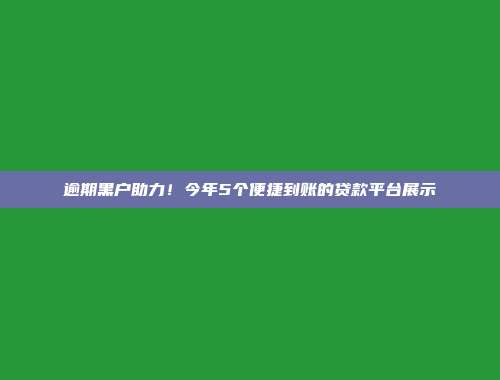 逾期黑户助力！今年5个便捷到账的贷款平台展示