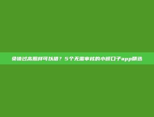 负债过高照样可以借？5个无需审核的小额口子app精选