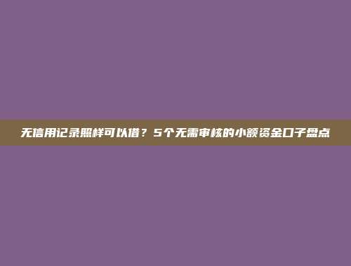 无信用记录照样可以借？5个无需审核的小额资金口子盘点