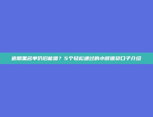 逾期黑名单仍旧能借？5个轻松通过的小额借贷口子介绍