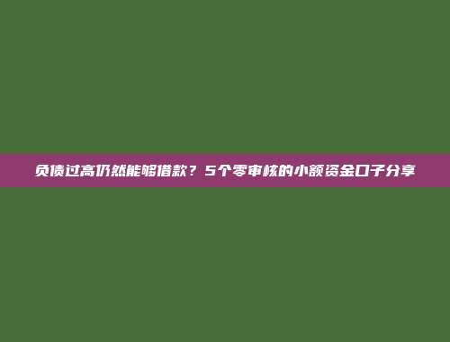 负债过高仍然能够借款？5个零审核的小额资金口子分享