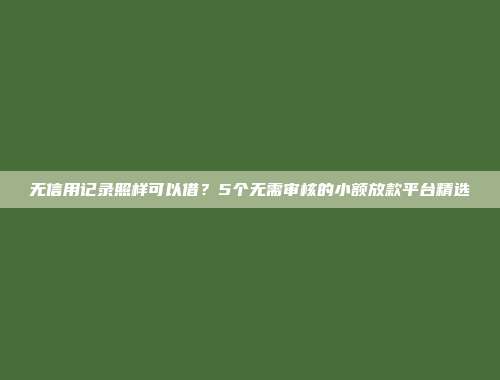 无信用记录照样可以借？5个无需审核的小额放款平台精选