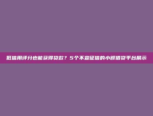 低信用评分也能获得贷款？5个不查征信的小额借贷平台展示