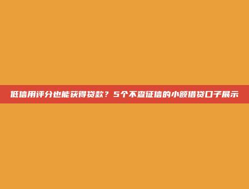 低信用评分也能获得贷款？5个不查征信的小额借贷口子展示