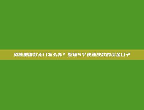 负债重借款无门怎么办？整理5个快速放款的资金口子