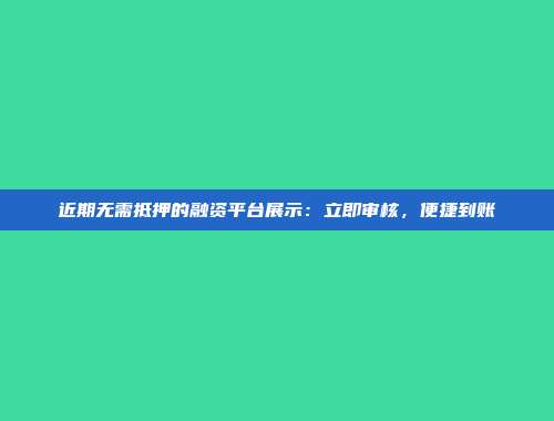 近期无需抵押的融资平台展示：立即审核，便捷到账