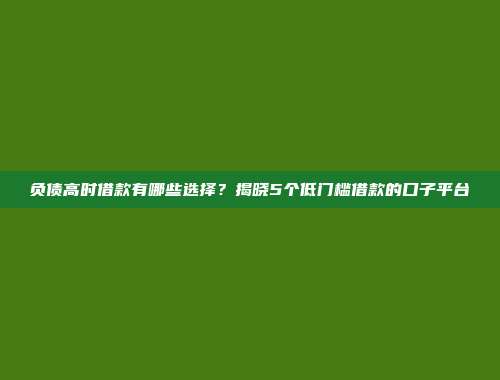 负债高时借款有哪些选择？揭晓5个低门槛借款的口子平台