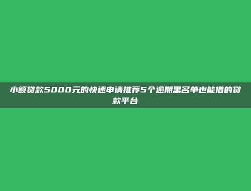 小额贷款5000元的快速申请推荐5个逾期黑名单也能借的贷款平台