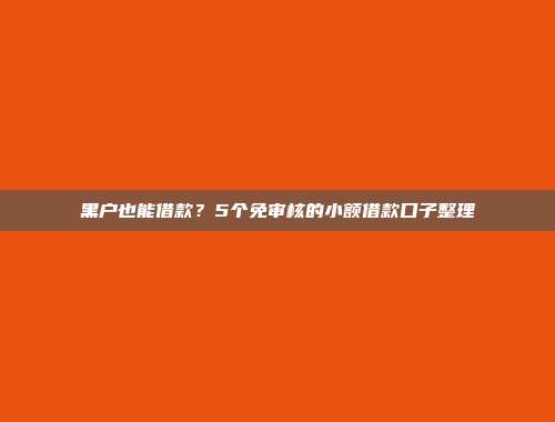 黑户也能借款？5个免审核的小额借款口子整理