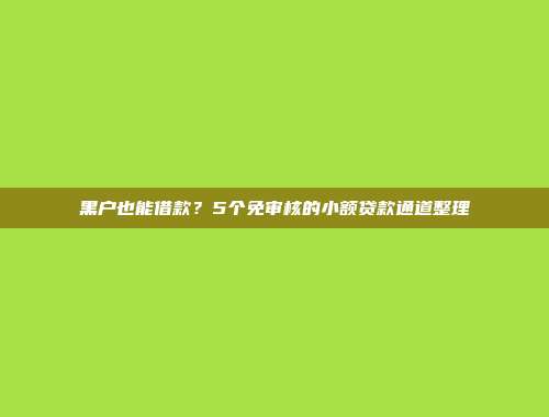 黑户也能借款？5个免审核的小额贷款通道整理