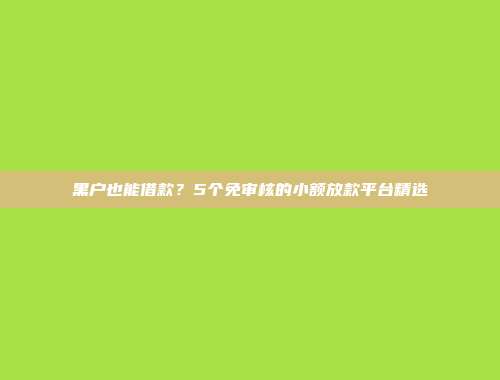 黑户也能借款？5个免审核的小额放款平台精选