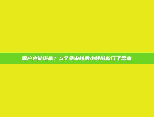 黑户也能借款？5个免审核的小额借款口子盘点