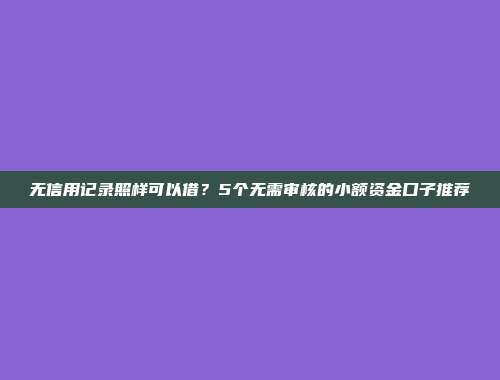 无信用记录照样可以借？5个无需审核的小额资金口子推荐